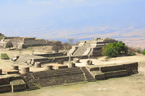Monte Albán archaeological site with Zapotec pyramids